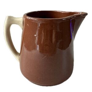 Vintage American Weller Pottery Redware Glazed Contrasting Handle Pitcher